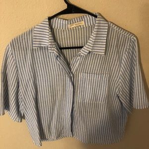 Stripe Collared Crop Top